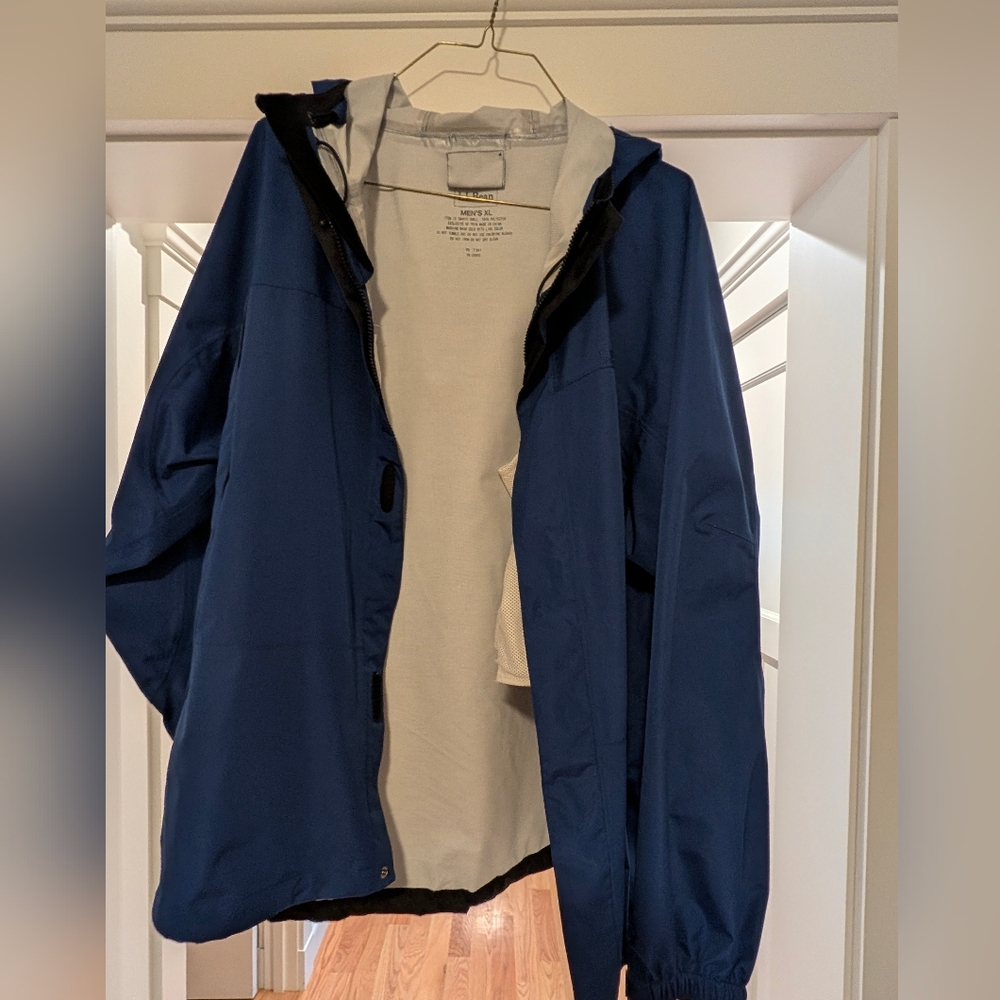L.L. Bean Men's Blue Raincoat with Hood